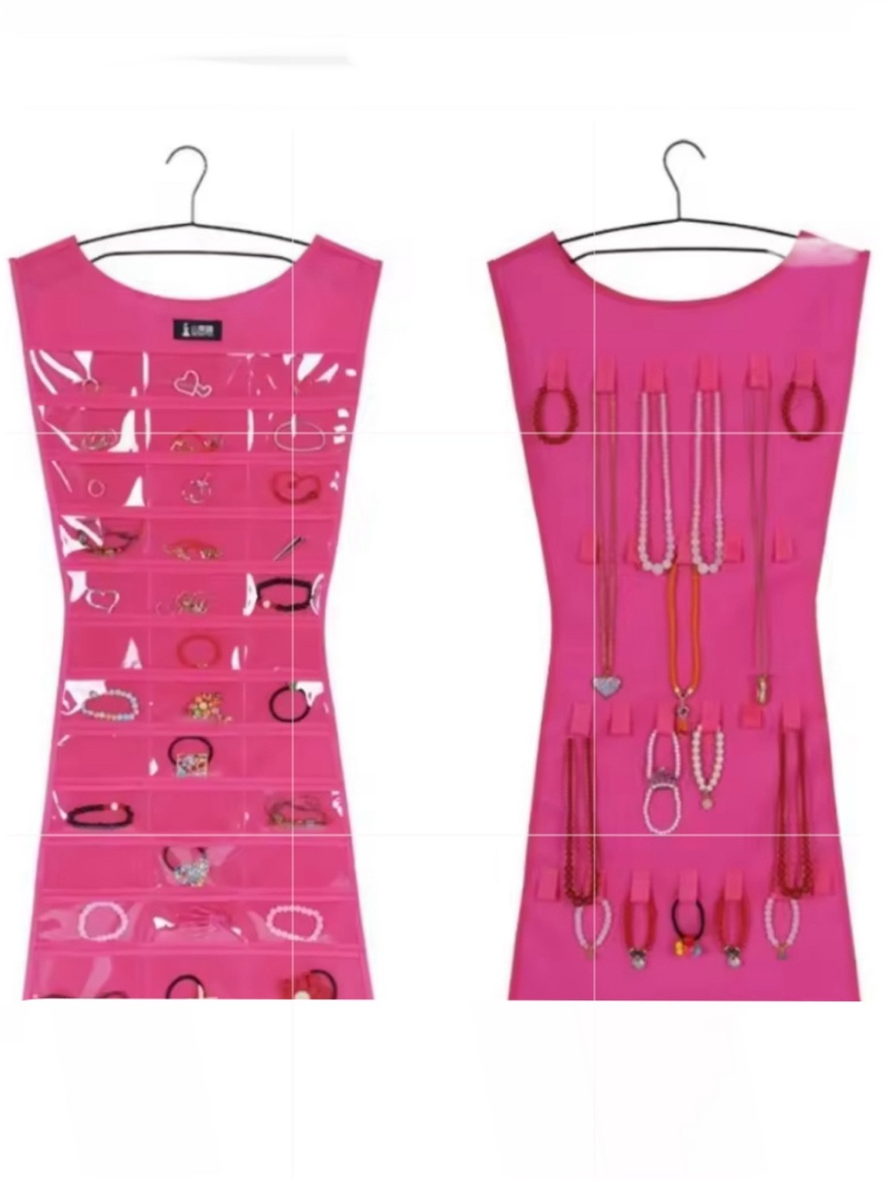 Pink Hanging Jewelry Organizer Dress - Clear Pocket Great Easy Storage